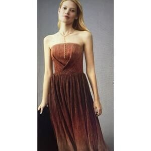 $248 Dress The Population Women's Brown Strapless Ombre Shimmer Dress Size M